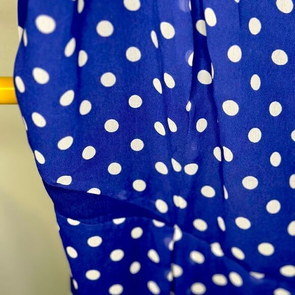 Jessica Simpson Blue Polka Dot Dress with Sheer Mesh Cut Outs - Picture 7 of 8